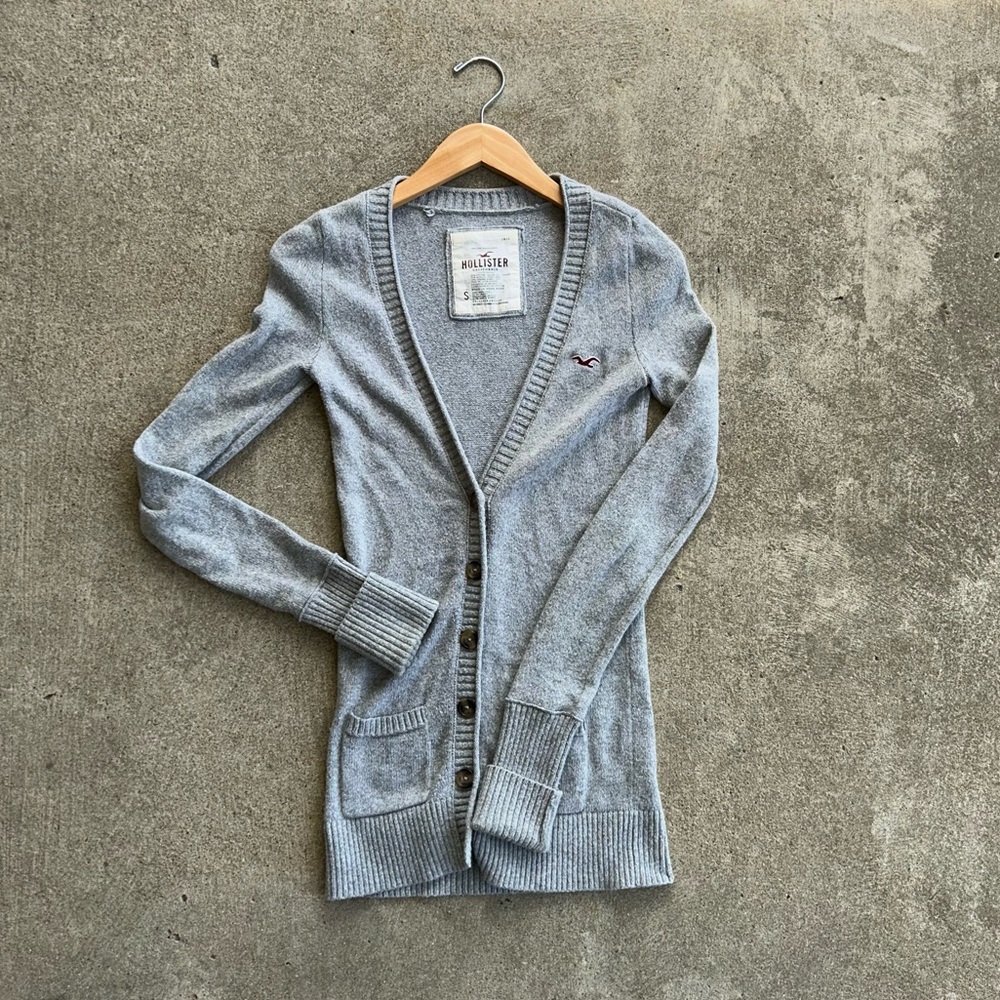 Hollister Y2K Gray Cardigan Sweater Women Size S Small